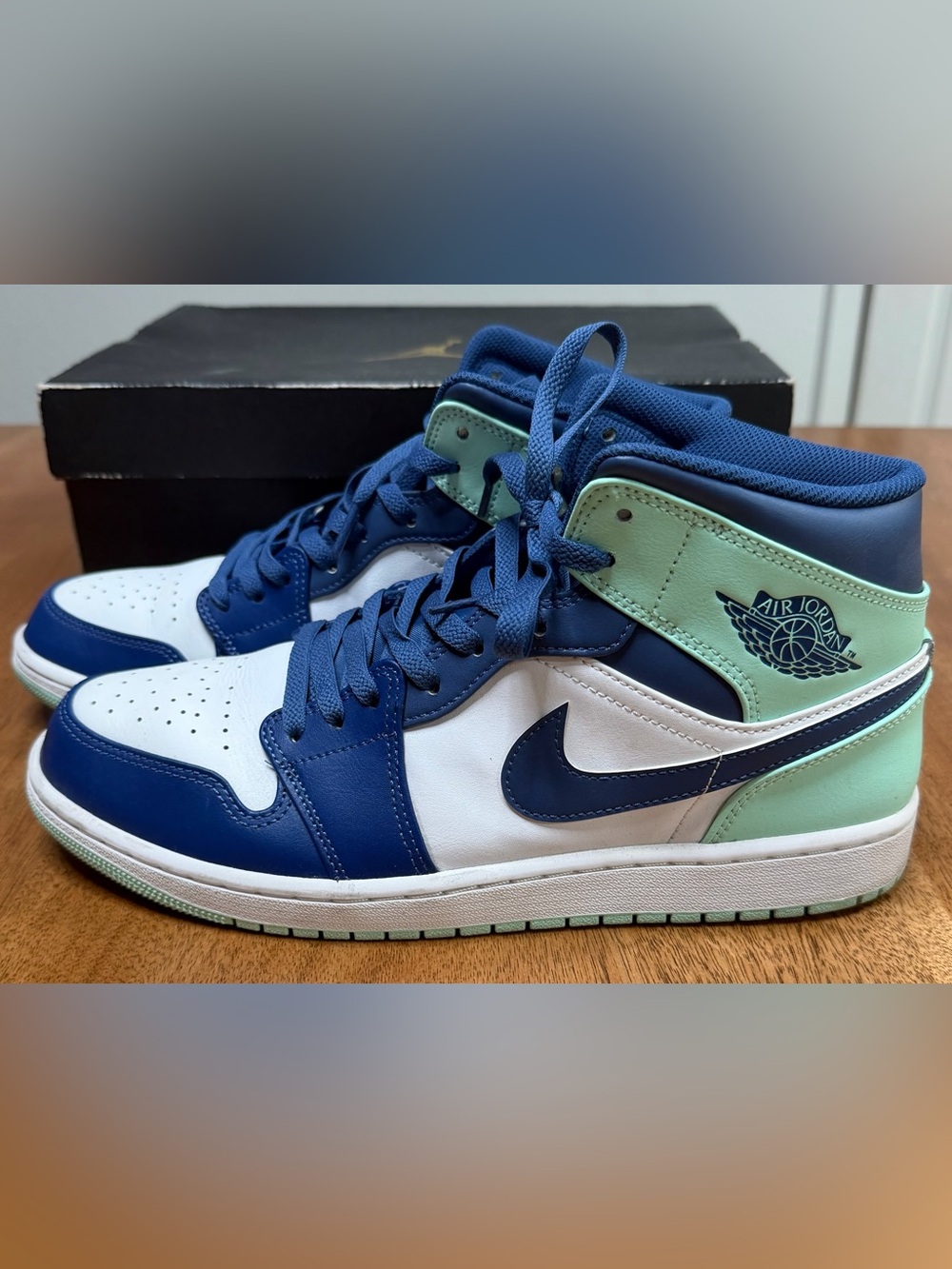 Air Jordan 1 Mid - Mystic Navy/Mint Foam-White, Size Men’s 11 [Great Condition]